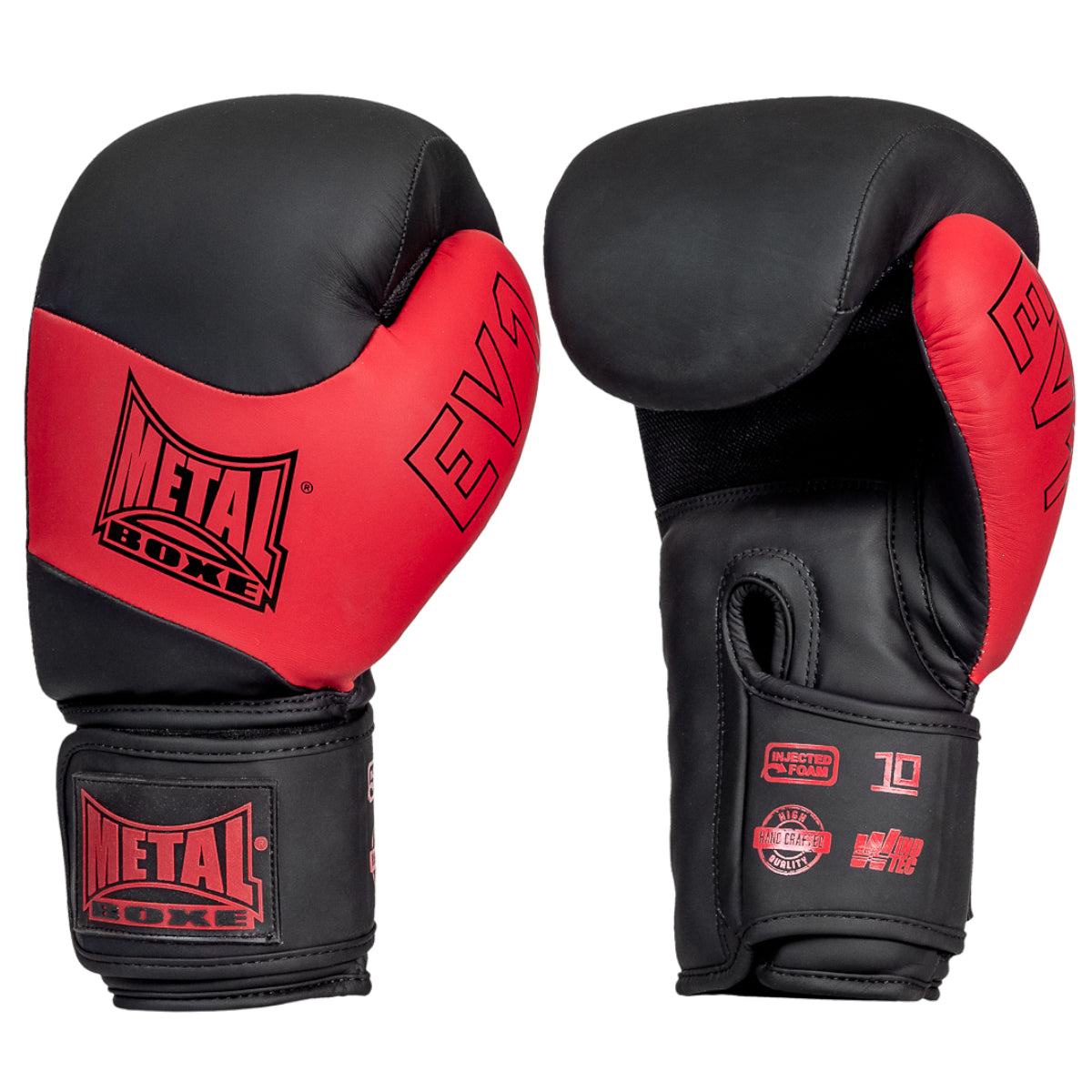 Gants de boxe EV1 Metal Boxe noir et rouge pour entraînement et compétition