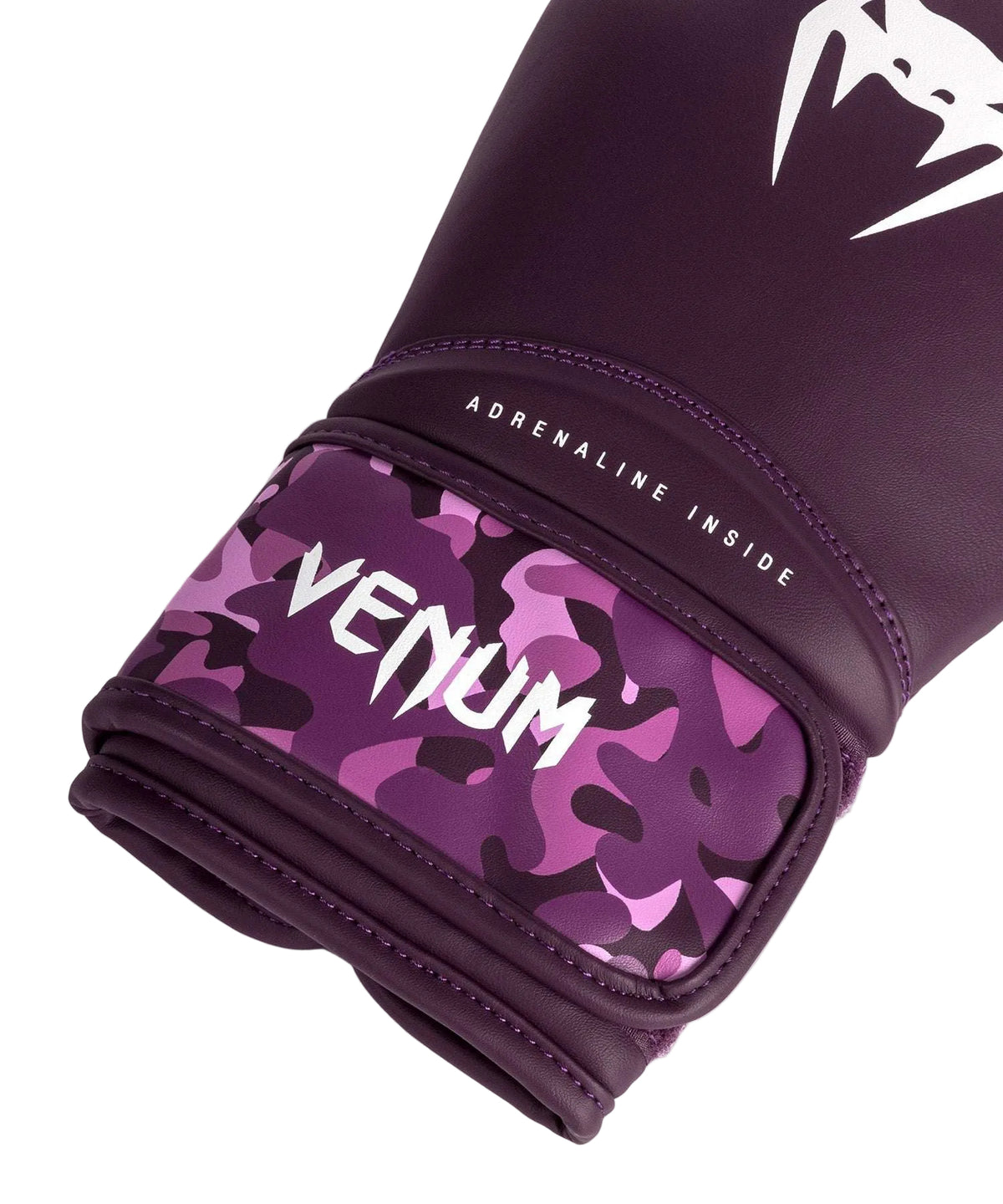 Gants de boxe Venum Iris prune rose en PU avec velcro pour entraînement et sparring