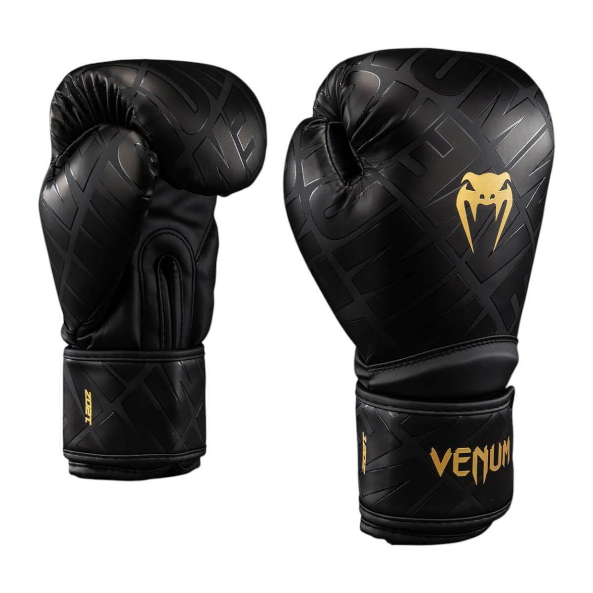 Gants de Boxe Venum Contender 1.5 XT 3D noir et or semi-cuir avec mousse multi-densité et velcro large.