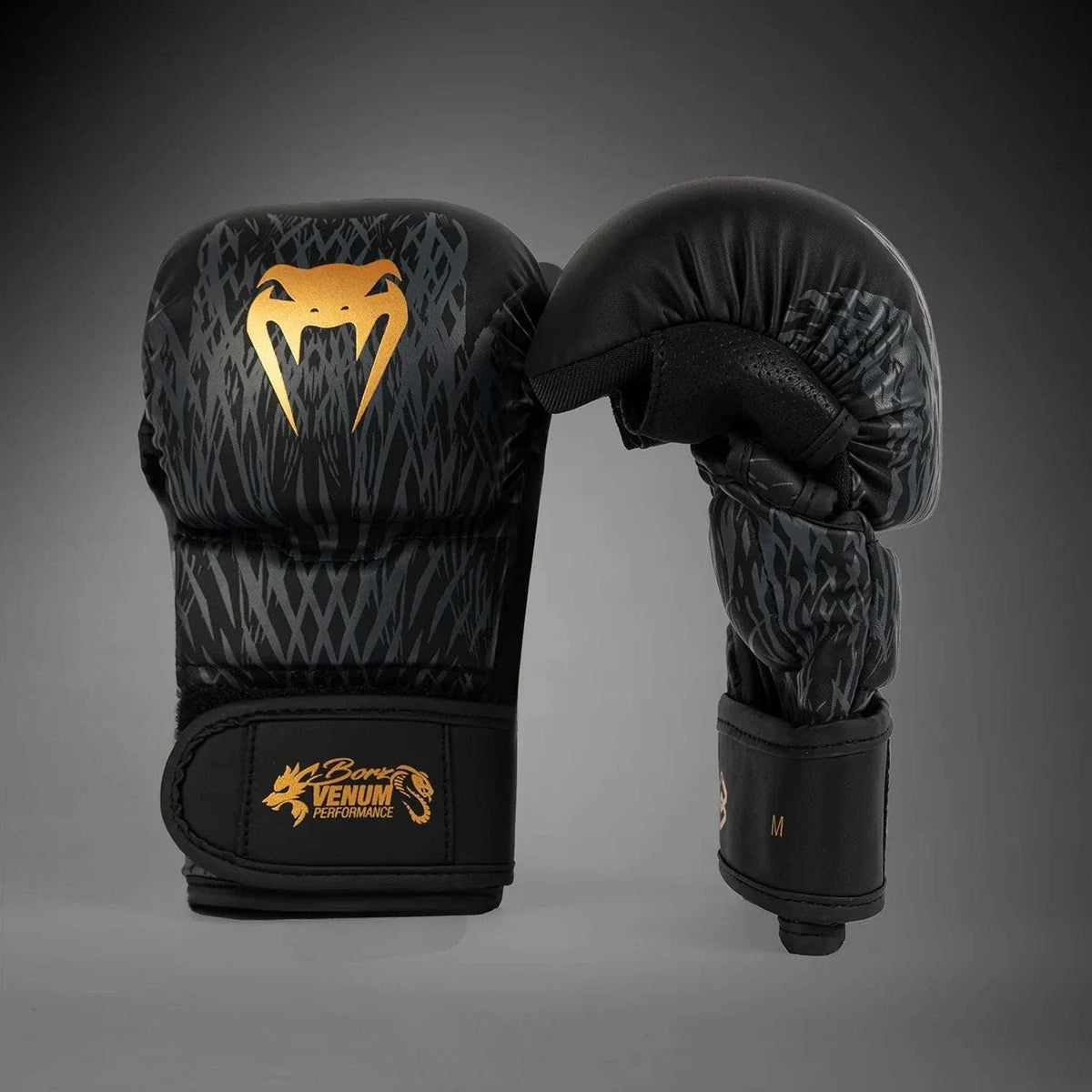 Gants de sparring Venum x Chimaev Wild Borz noir et or en cuir premium pour protection et confort