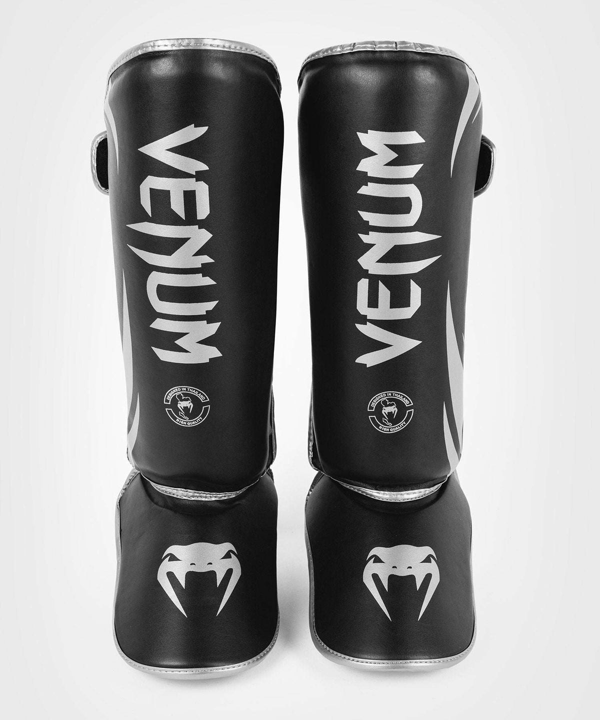Protège-tibias Venum Challenger noir argent avec mousse haute densité pour protection Muay Thaï et MMA