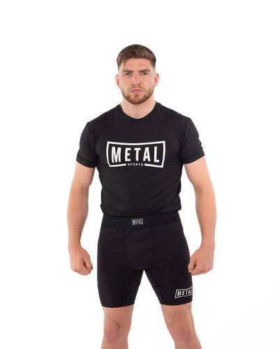 Short de compression Metal Boxe noir pour sports de combat et entraînement intensif