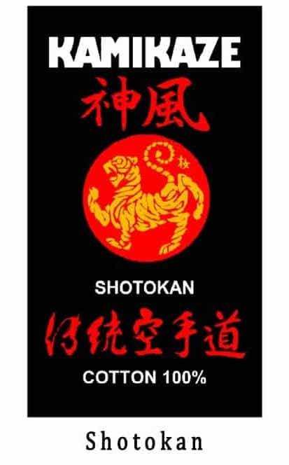 Ceinture noire Karate Kamikaze étiquette Shotokan - Boutique des Arts Martiaux