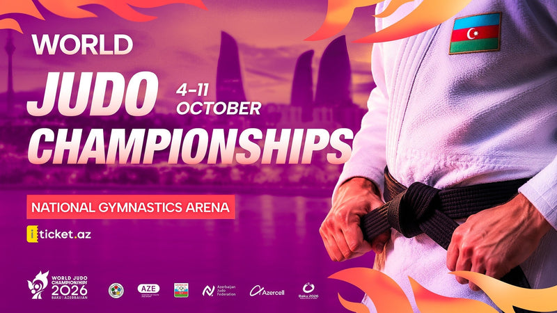 Visuel officiel des championnats du monde de judo 2026 à Bakou, du 4 au 11 octobre à la National Gymnastics Arena