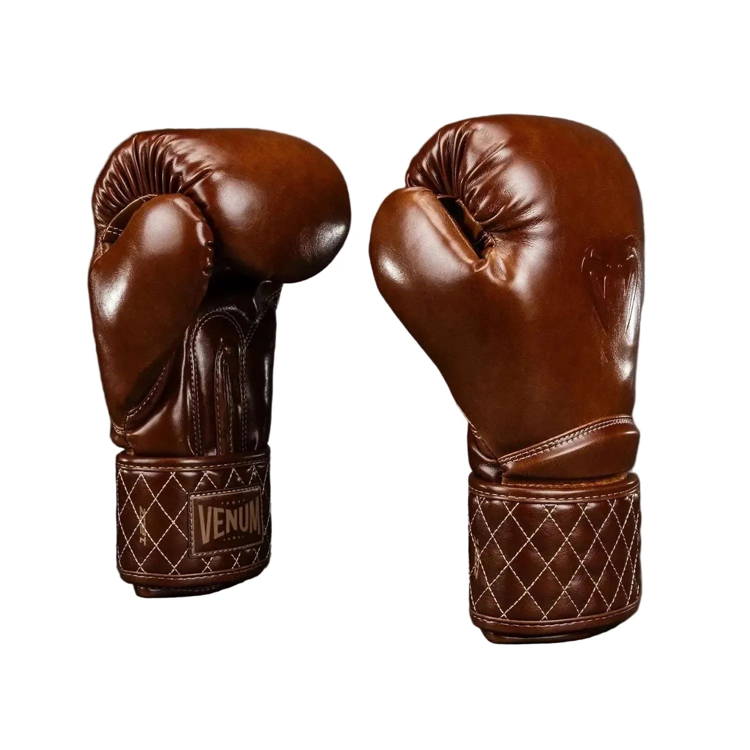 Gants de boxe Venum Impact Classic Havana en cuir brillant pour entraînement intensif