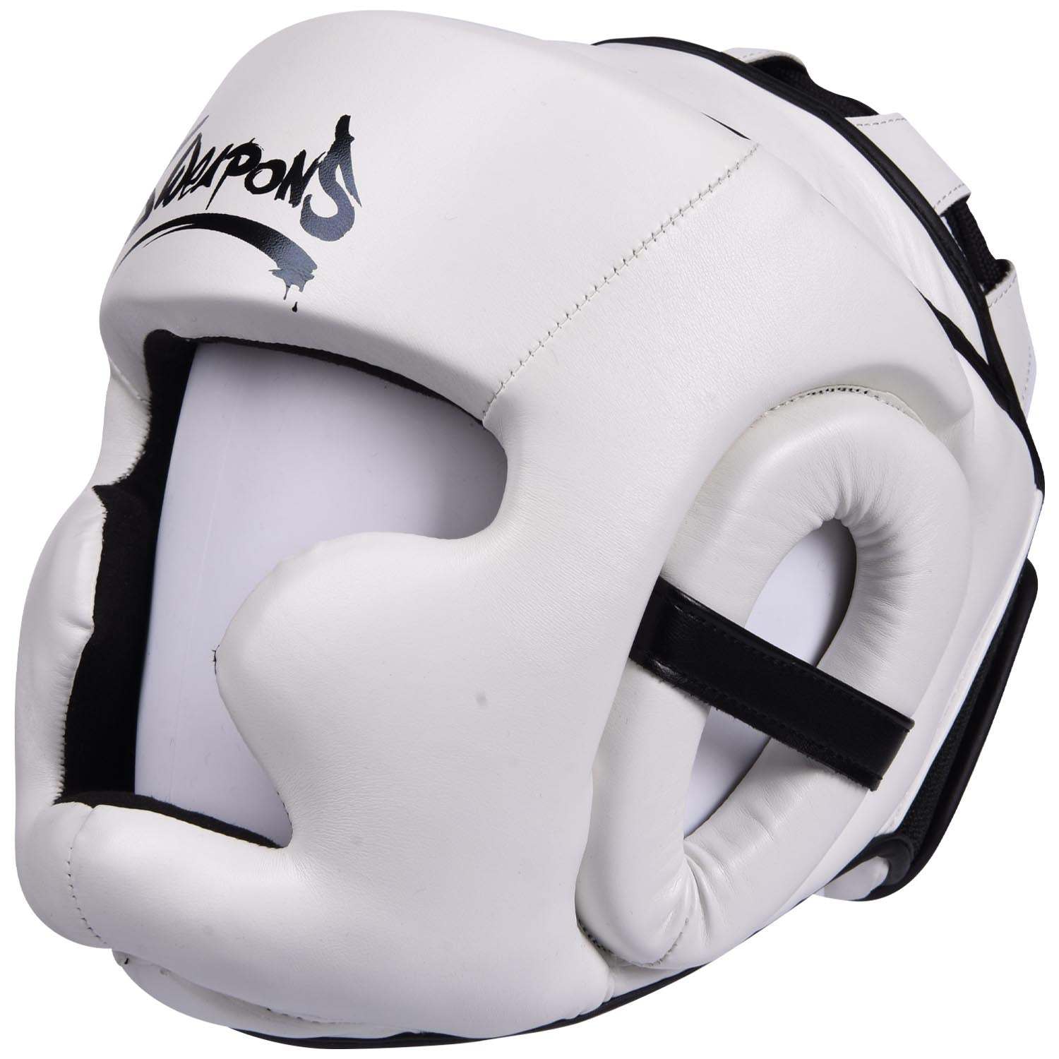 Casque de boxe 8 WEAPONS Unlimited blanc et noir avec protection renforcée et réglage auto-agrippant