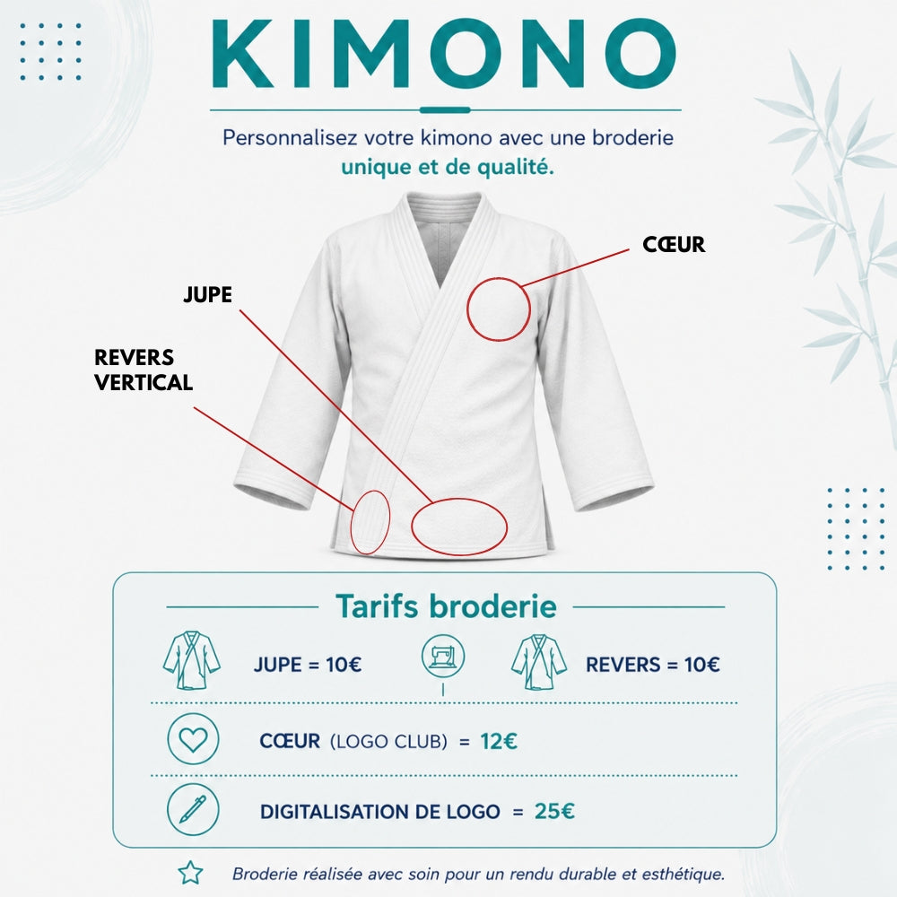 Broderie personnalisée pour kimono et ceinture