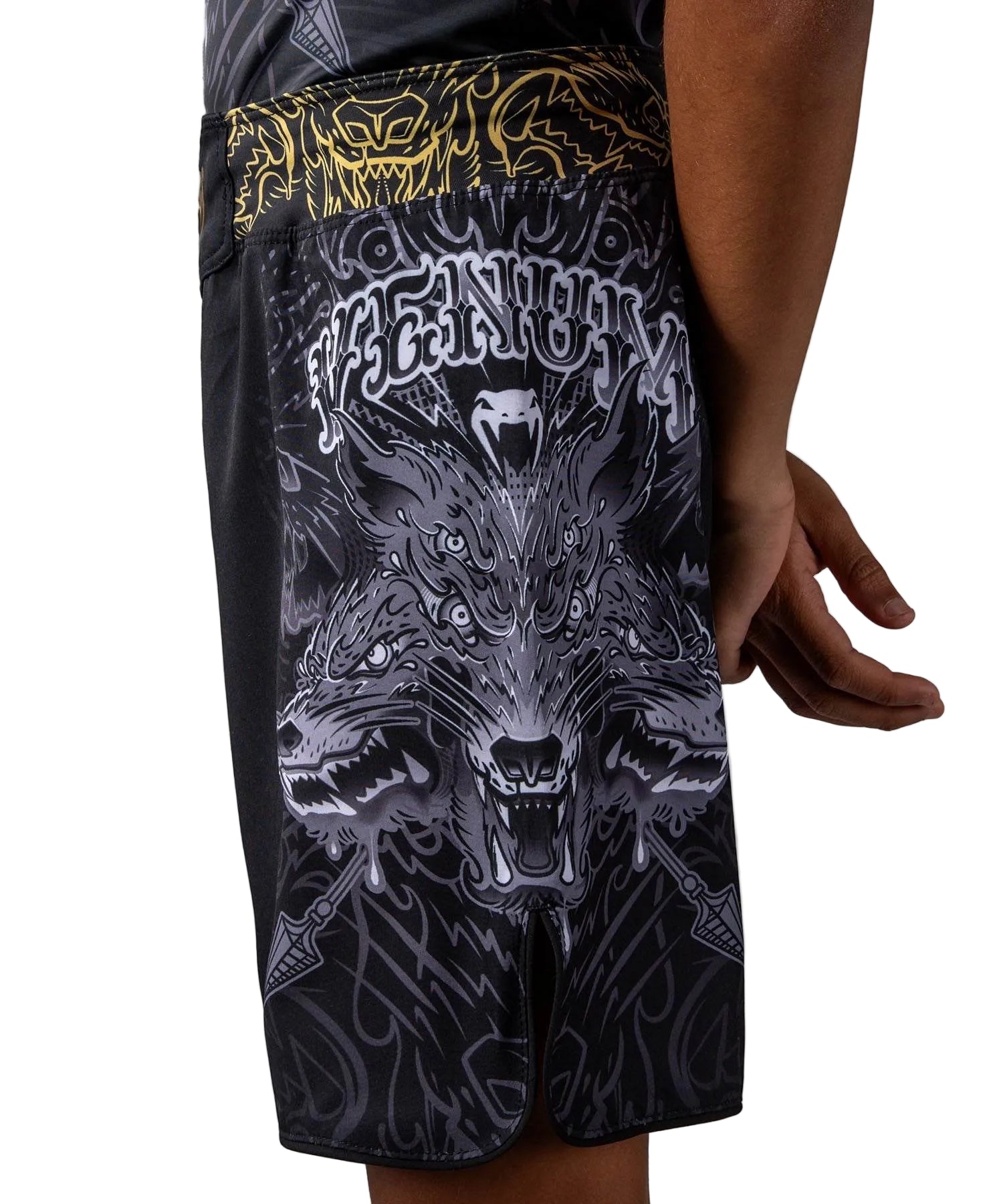 Fightshort enfant Venum Wolf Atak noir et gris taille 10 ans