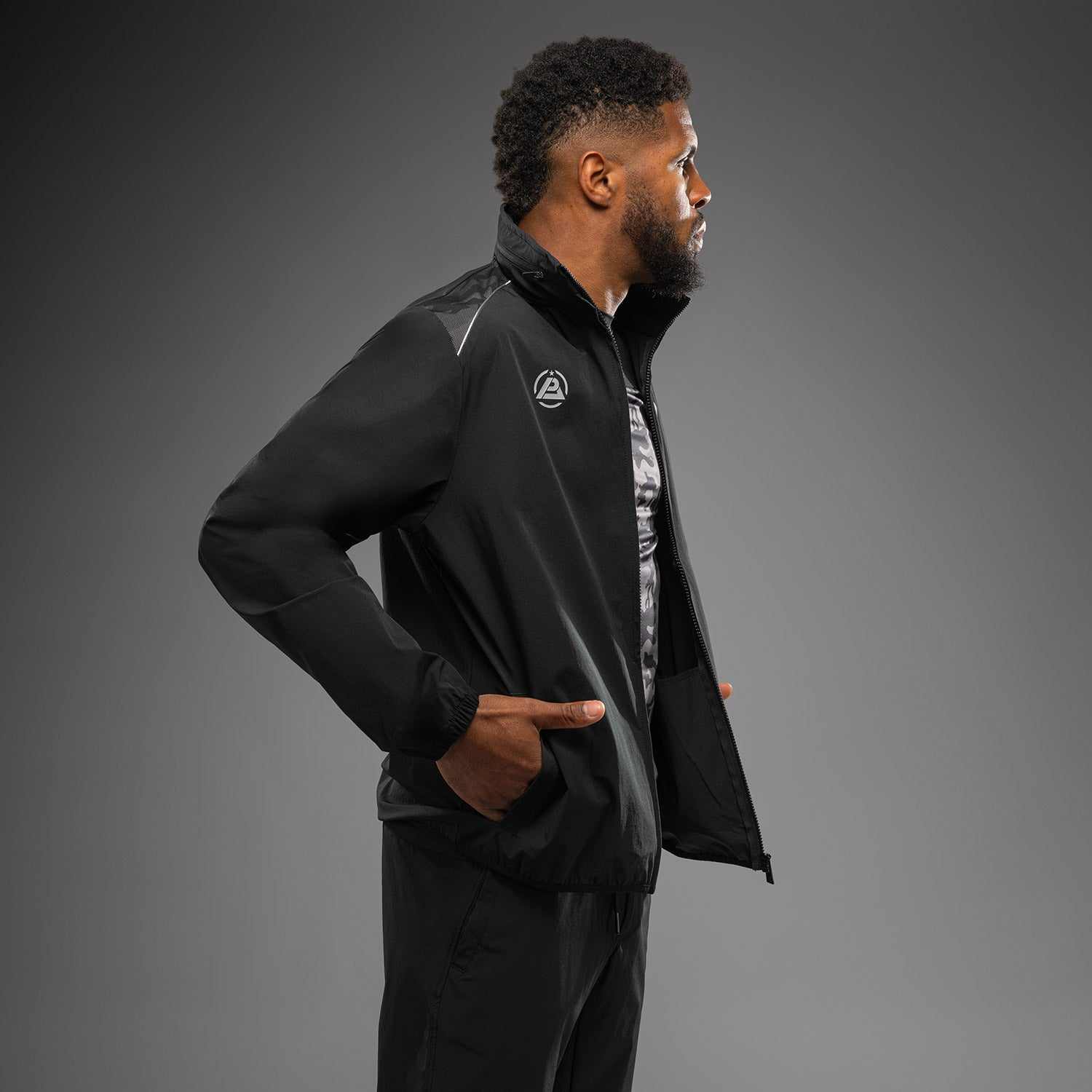 Veste de survêtement Venum x Polaris noire et grise avec zip intégral et coupe ajustée pour sport et lifestyle