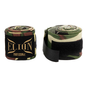 Bandes de boxe ELION 4,5 m camouflage, coton et lycra, attache pouce et velcro