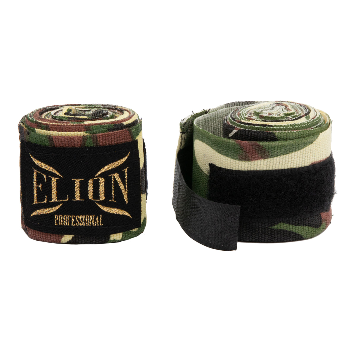 Bandes de boxe ELION 4,5 m camouflage, coton et lycra, attache pouce et velcro