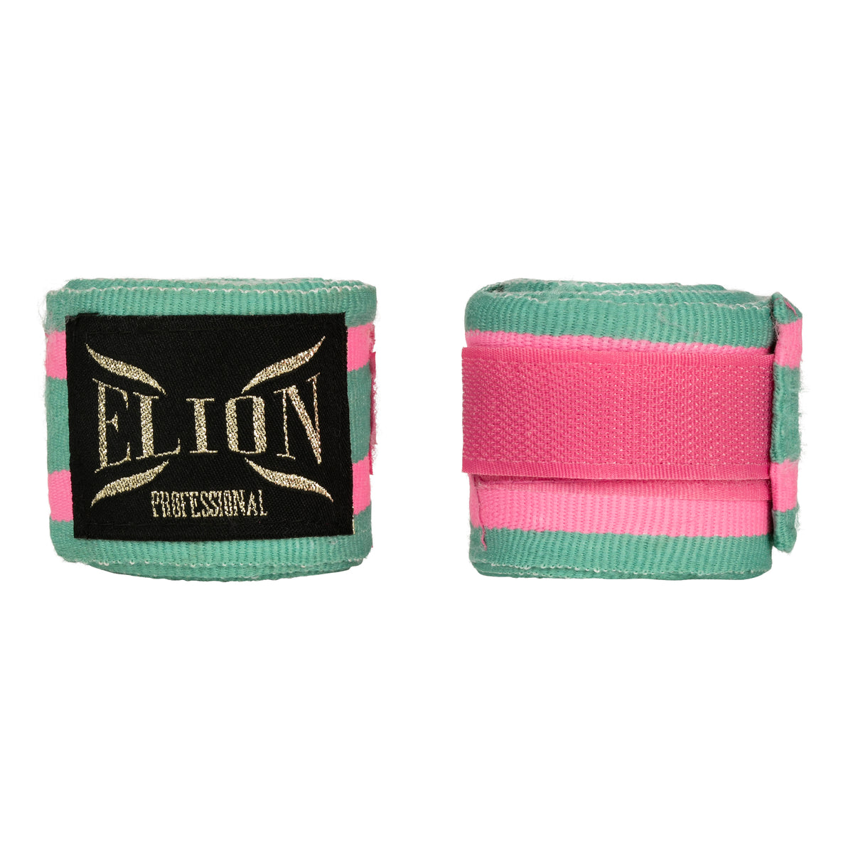 Bandes de boxe ELION 4,5 m turquoise et rose, coton et lycra, attache pouce et velcro