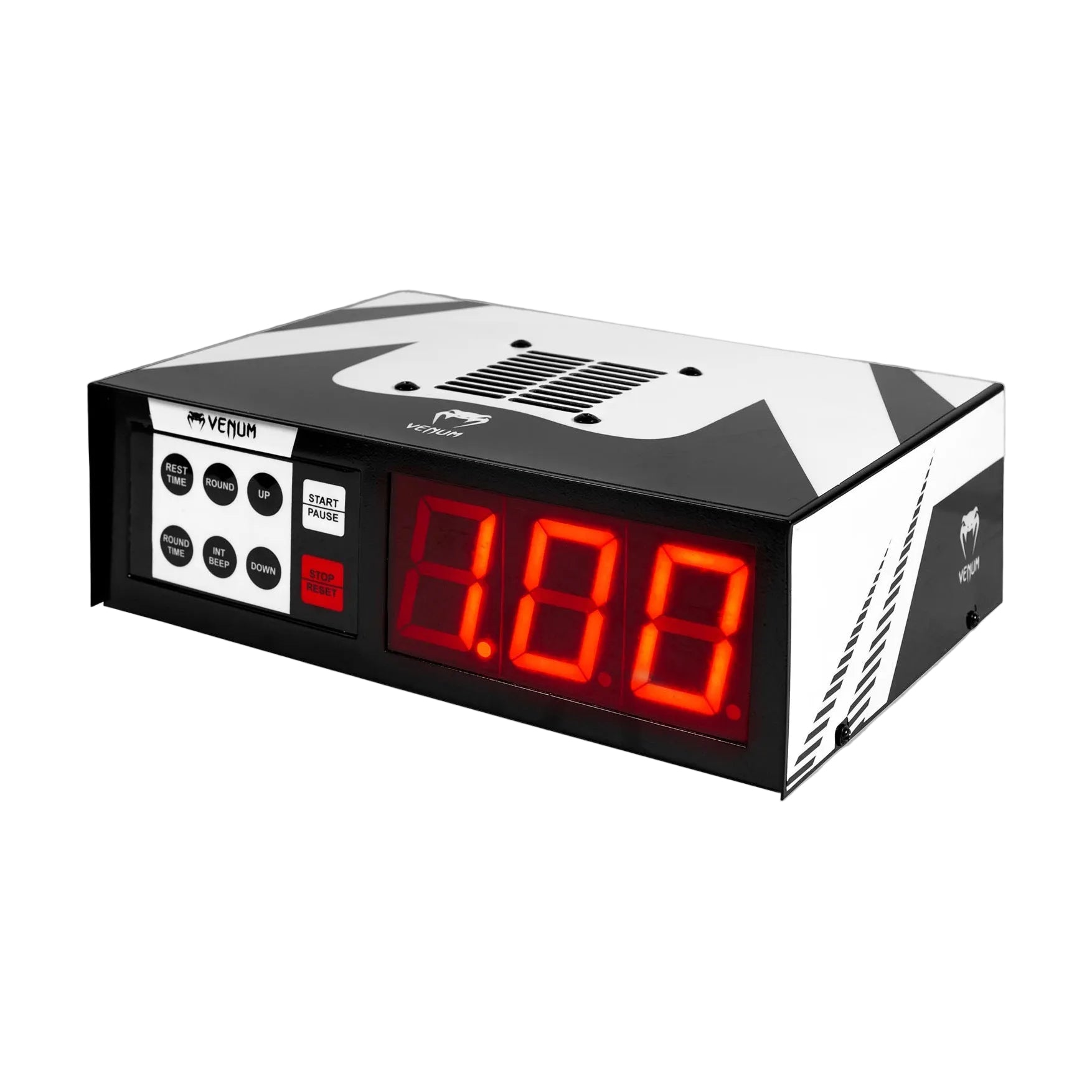 Timer de boxe Venum noir et blanc, écran LED rouge de 3 pouces