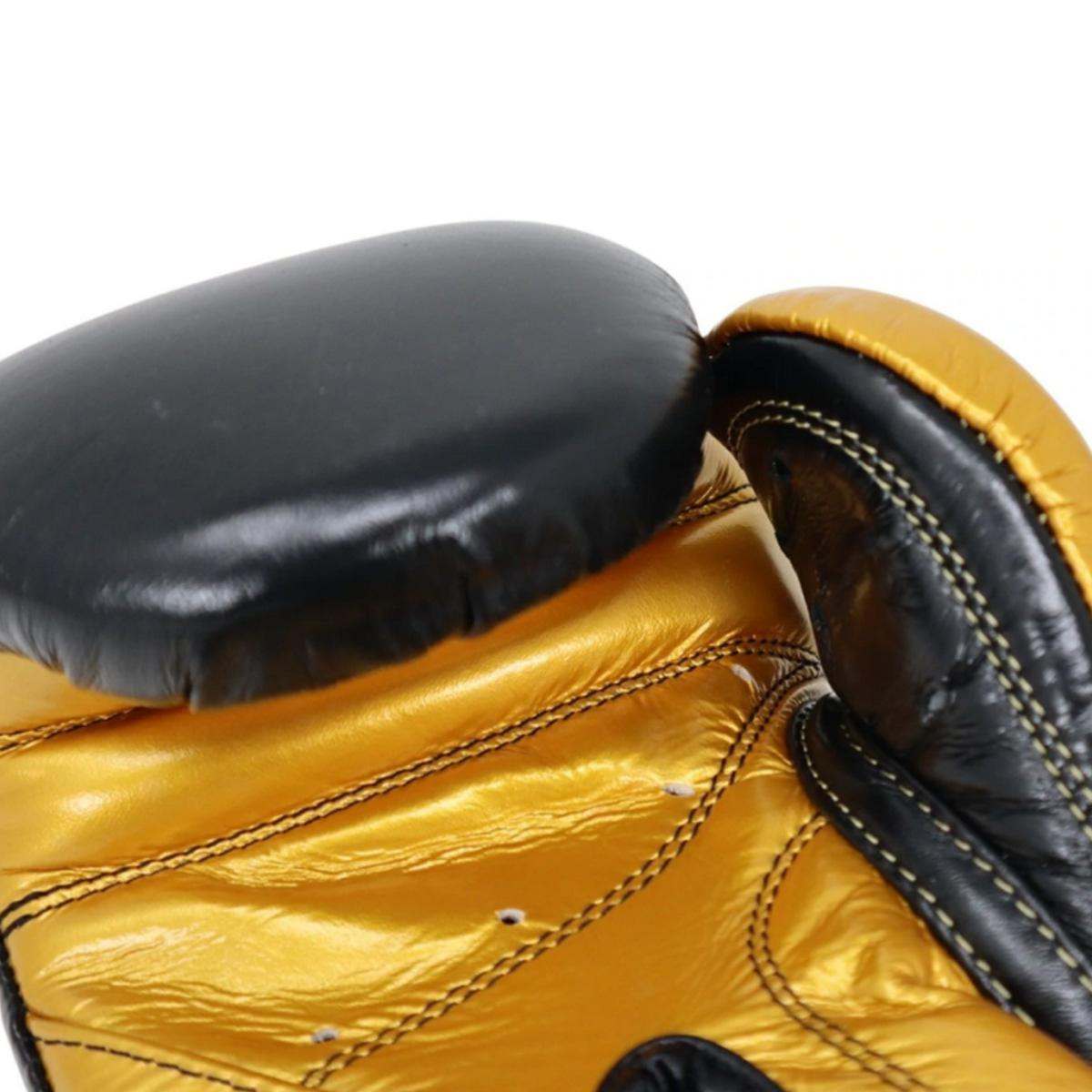 Gants de boxe Cleto Reyes High Precision noir et or, cuir pleine fleur