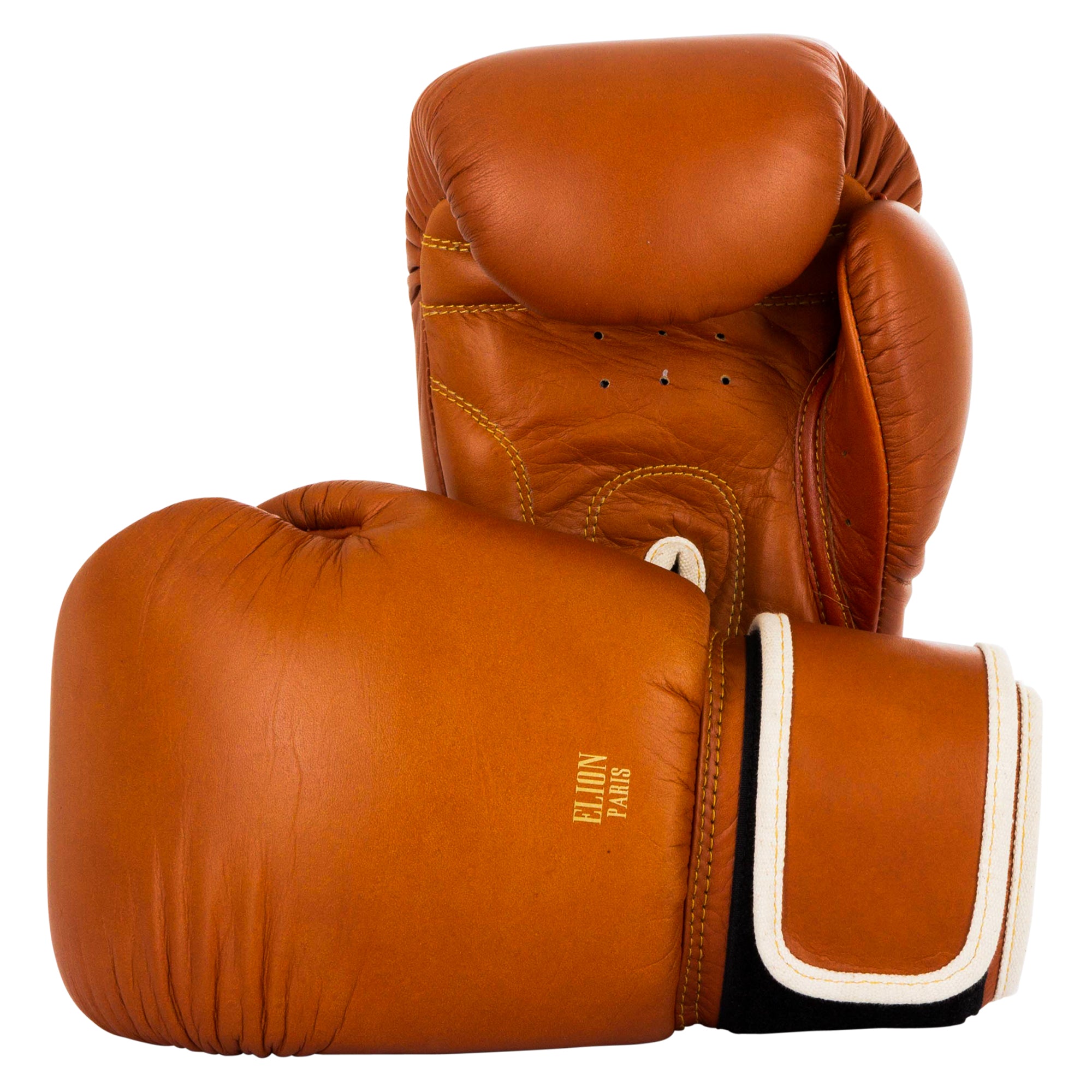 Logo ELION Paris sur le gant de boxe marron