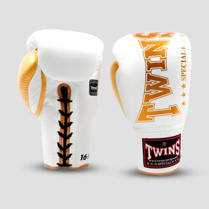 Gants de boxe Twins Special BGLL8 à lacets Blanc