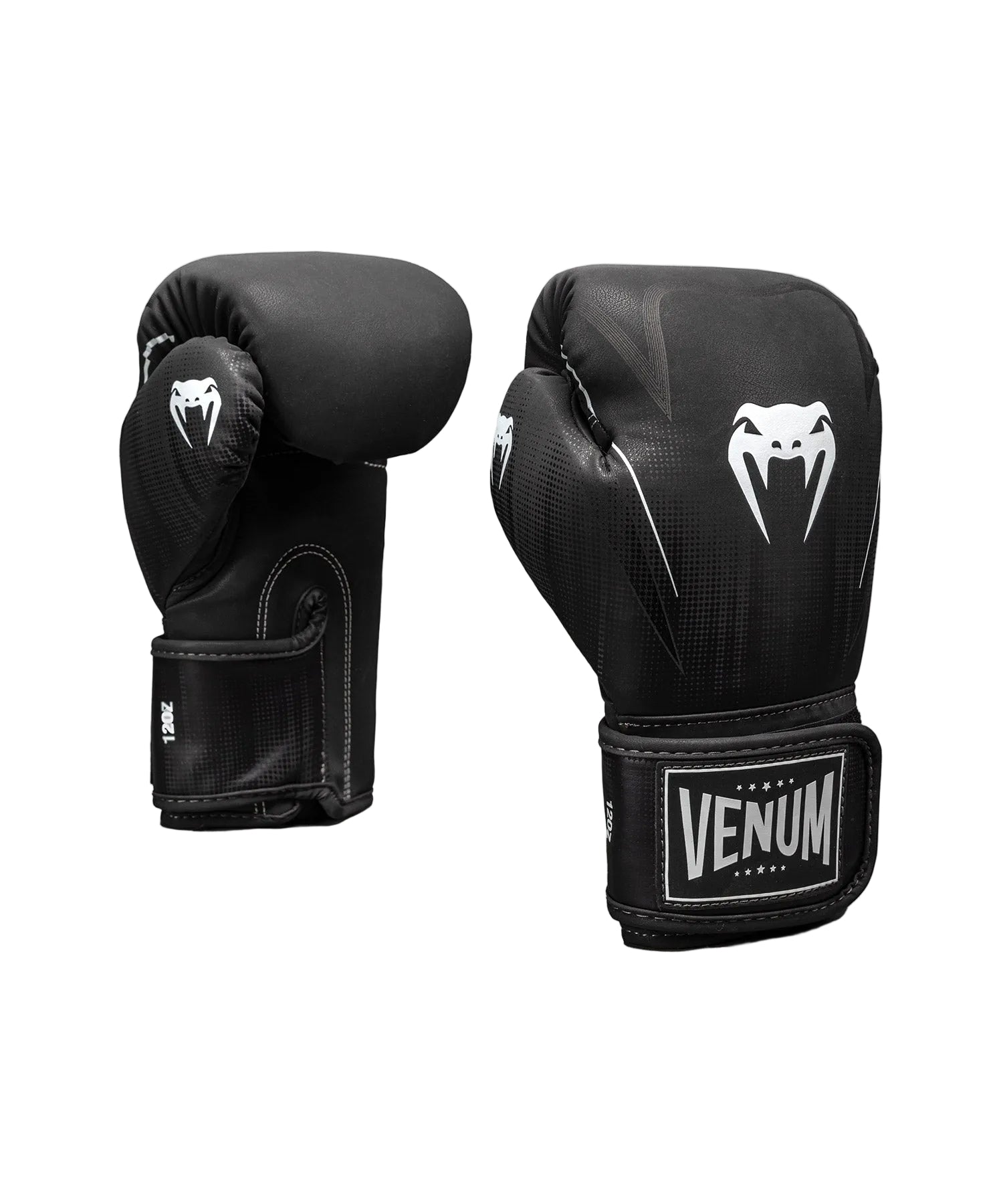 Gants de boxe Venum Stealth noir et blanc en cuir Skintex