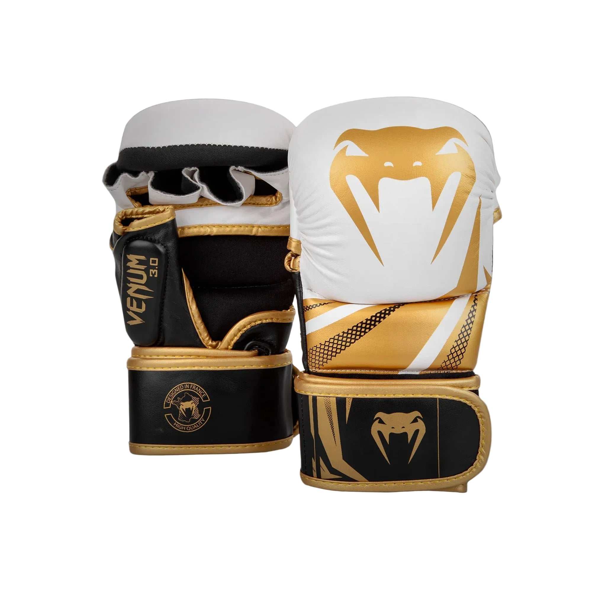 Gants de MMA Venum Challenger 3.0 blanc noir or pour sparring et entraînement