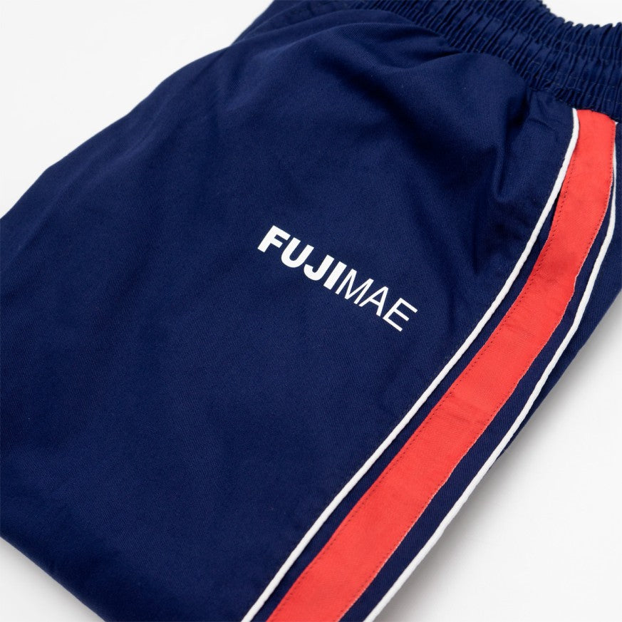 Pantalon Arts Martiaux Training FUJIMAE bleu et rouge, vue arrière
