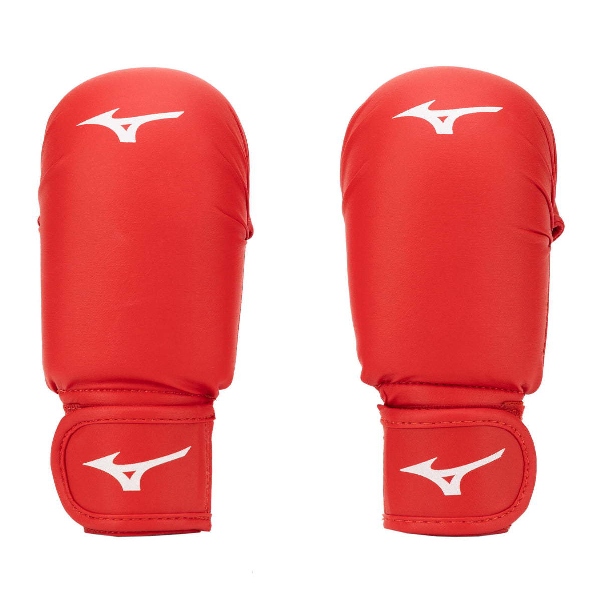 Detail des mitaines de karate sans pouce Mizuno rouge