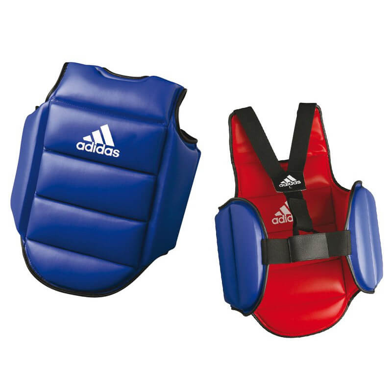 Plastron de karaté réversible adidas, faces bleue et rouge