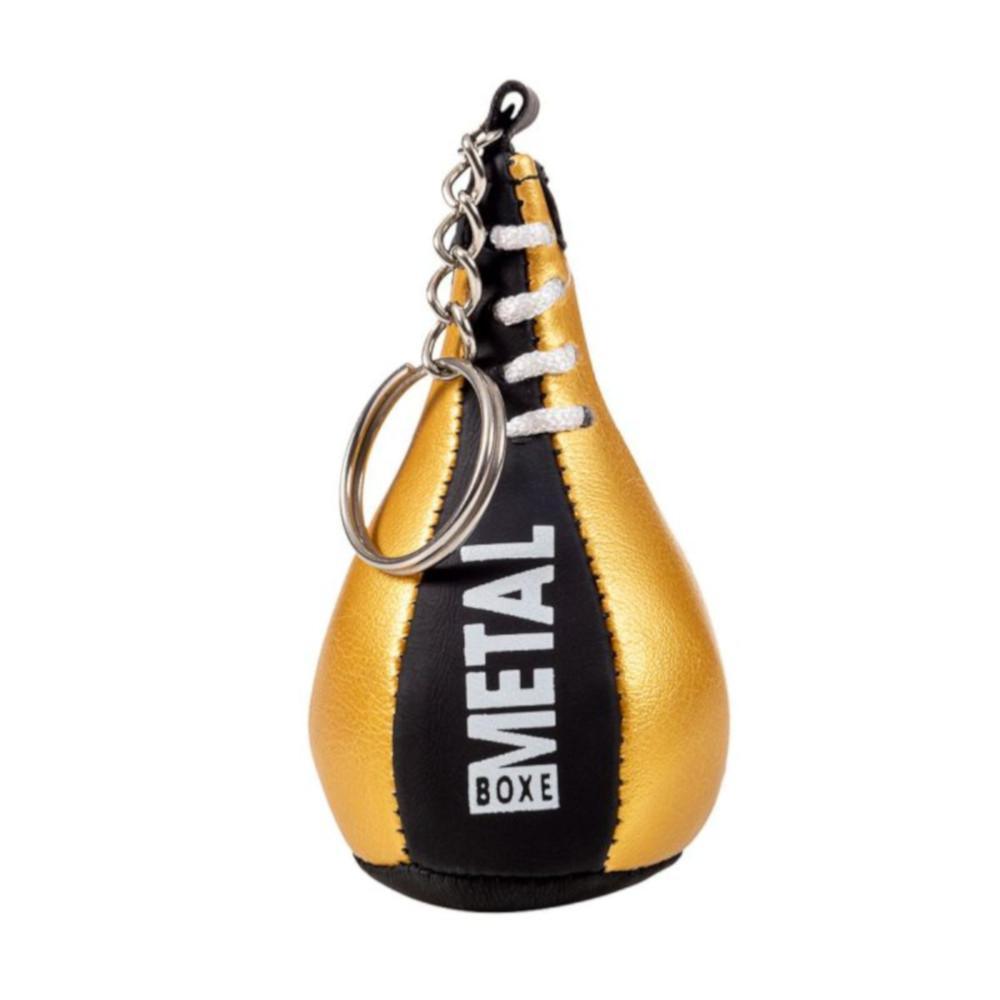 Porte-clés Metal Boxe mini poire de vitesse noir et or