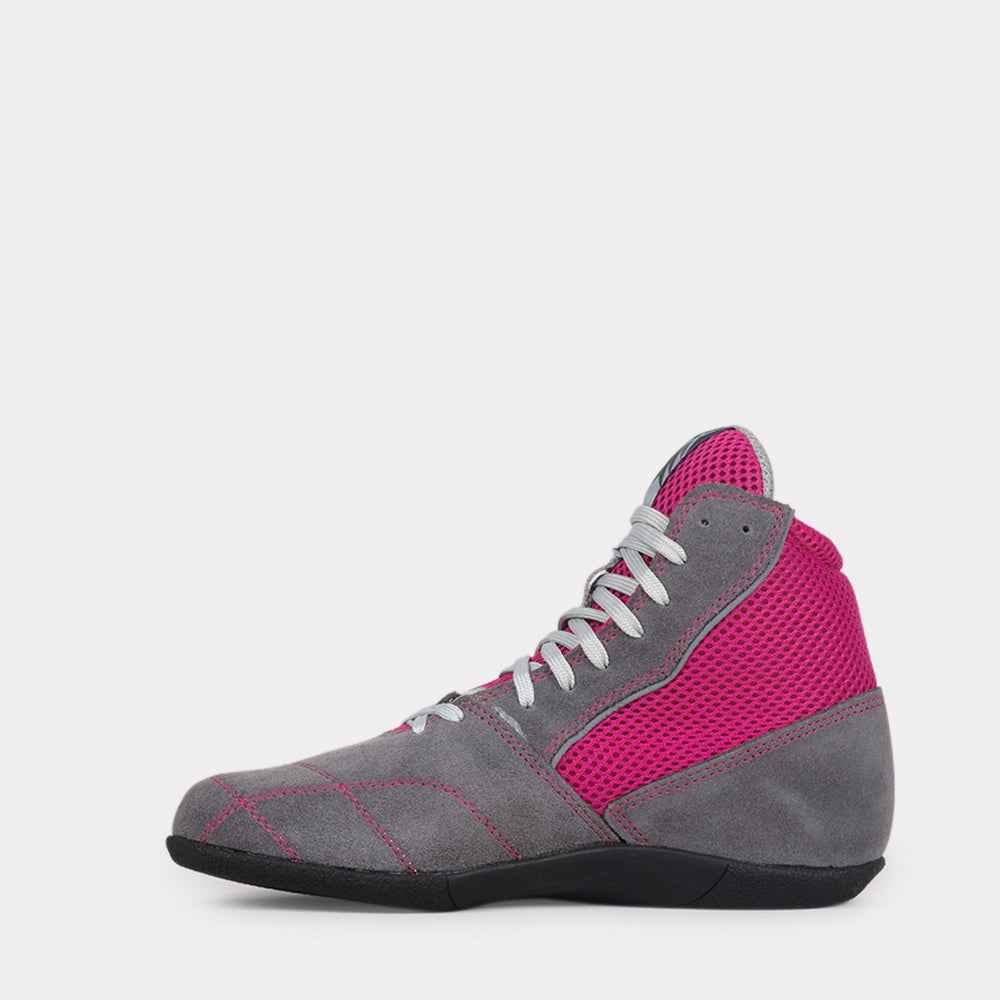 Chaussure de savate femme Rivat Boomerang Lady gris et fuchsia, profil gauche