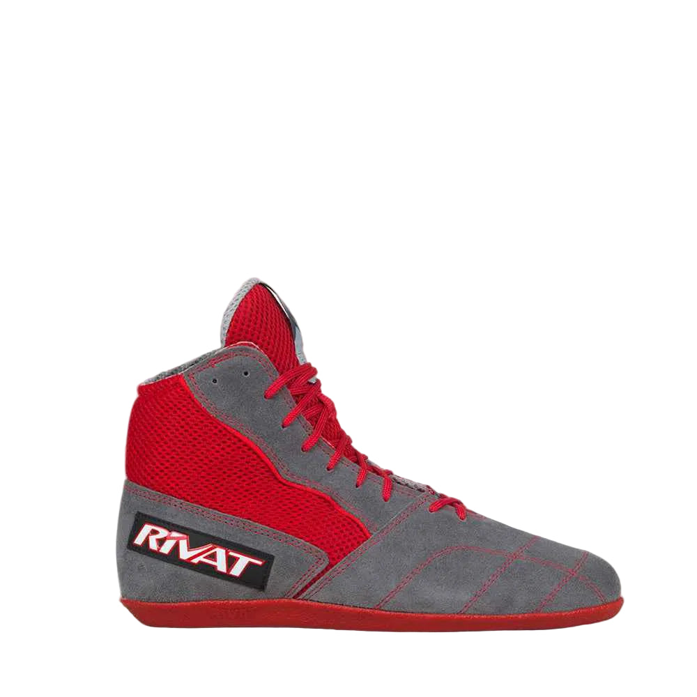 Chaussure de savate Rivat Boomerang rouge et gris, profil droit