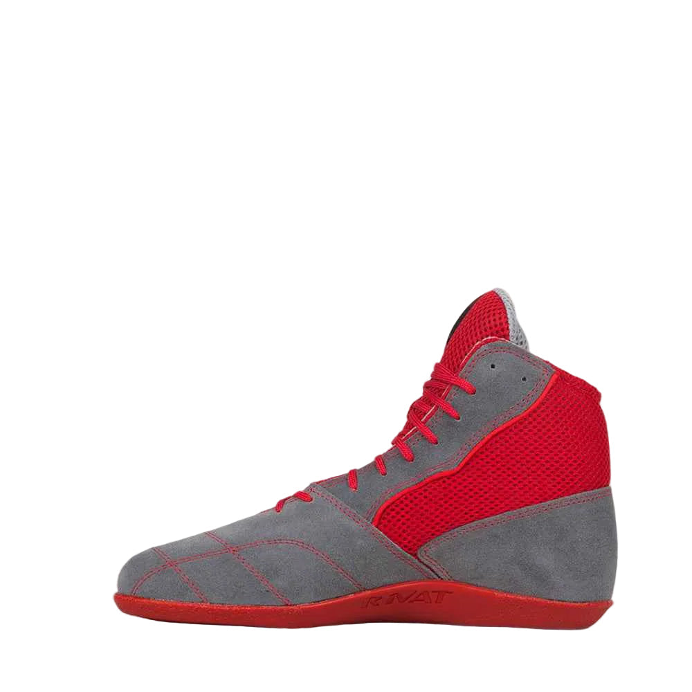 Chaussure de savate Rivat Boomerang rouge et gris, profil gauche