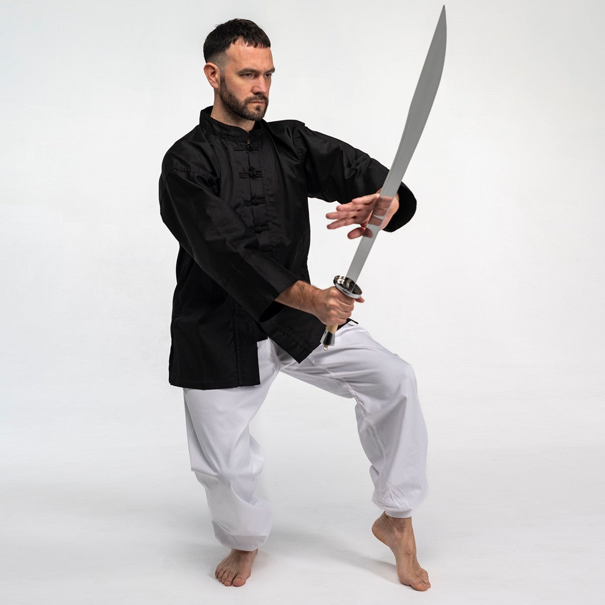 Sabre de Kung Fu semi-flexible FUJIMAE acier chromé - 80 cm