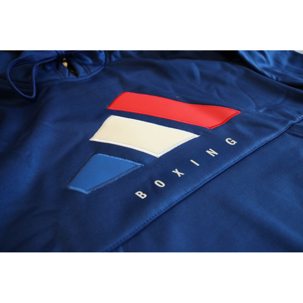 Sweat à capuche adidas Tech-Line Boxe bleu, poche ventrale