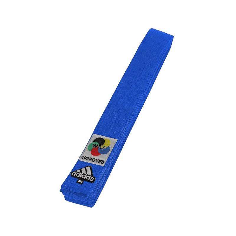 Blue Adidas Elite karate belt approved by WKF for official competitions